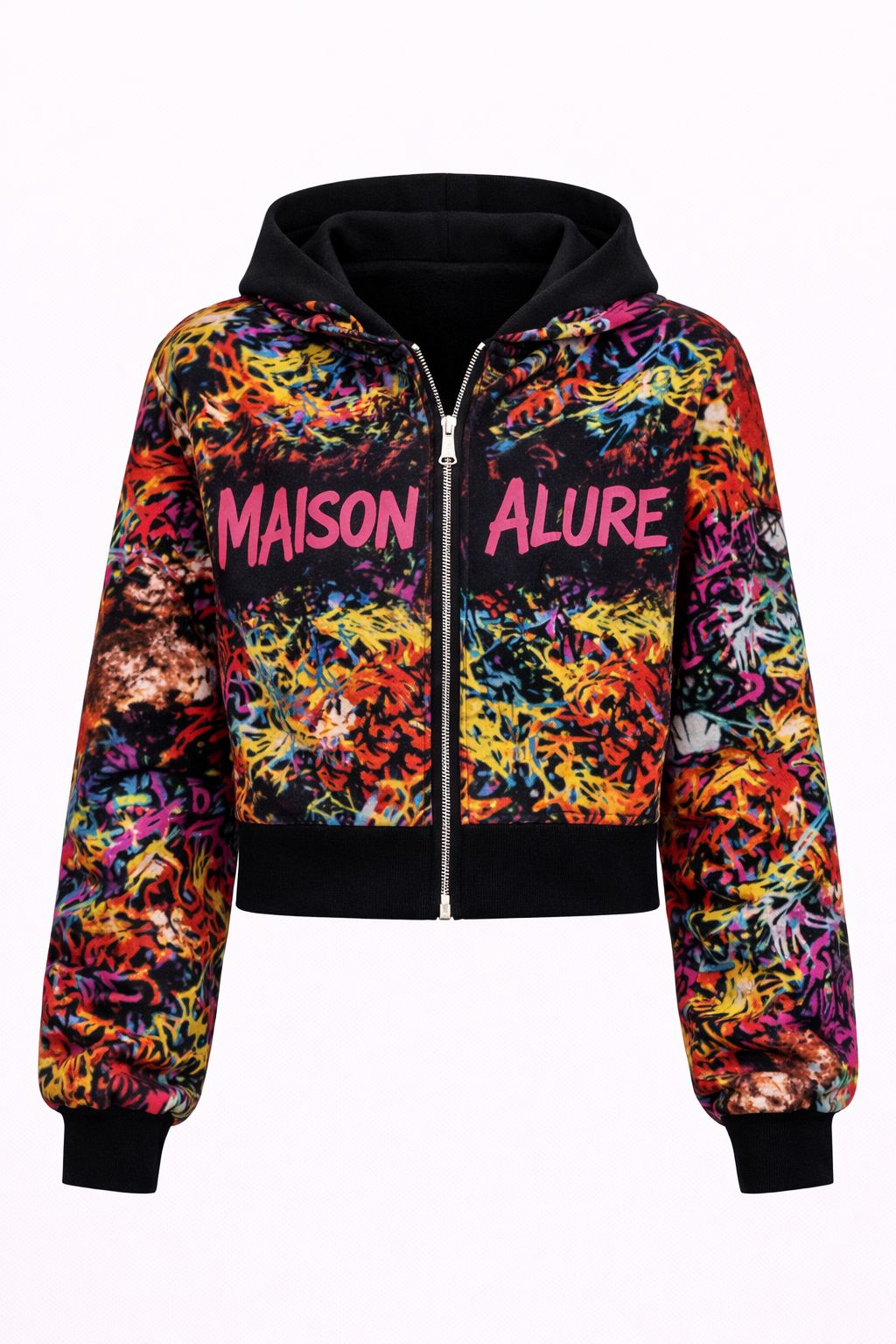 Maison Alure Graffiti Cropped Zip Jacket