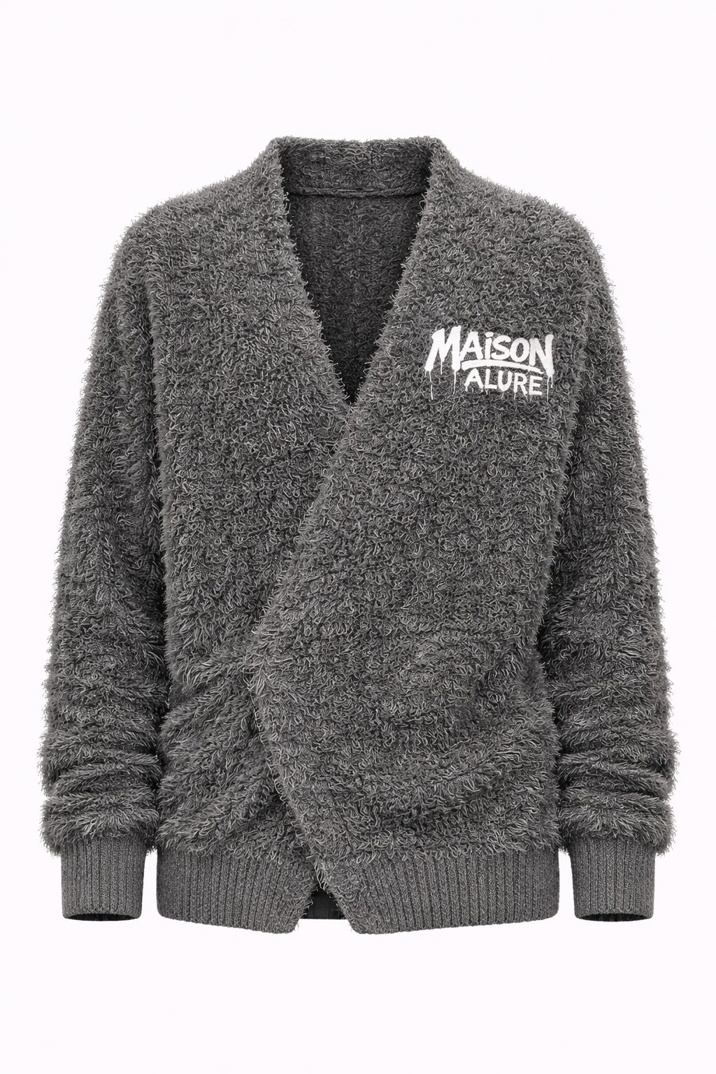 Maison Alure Signature Textured Knit Sweater – Grey
