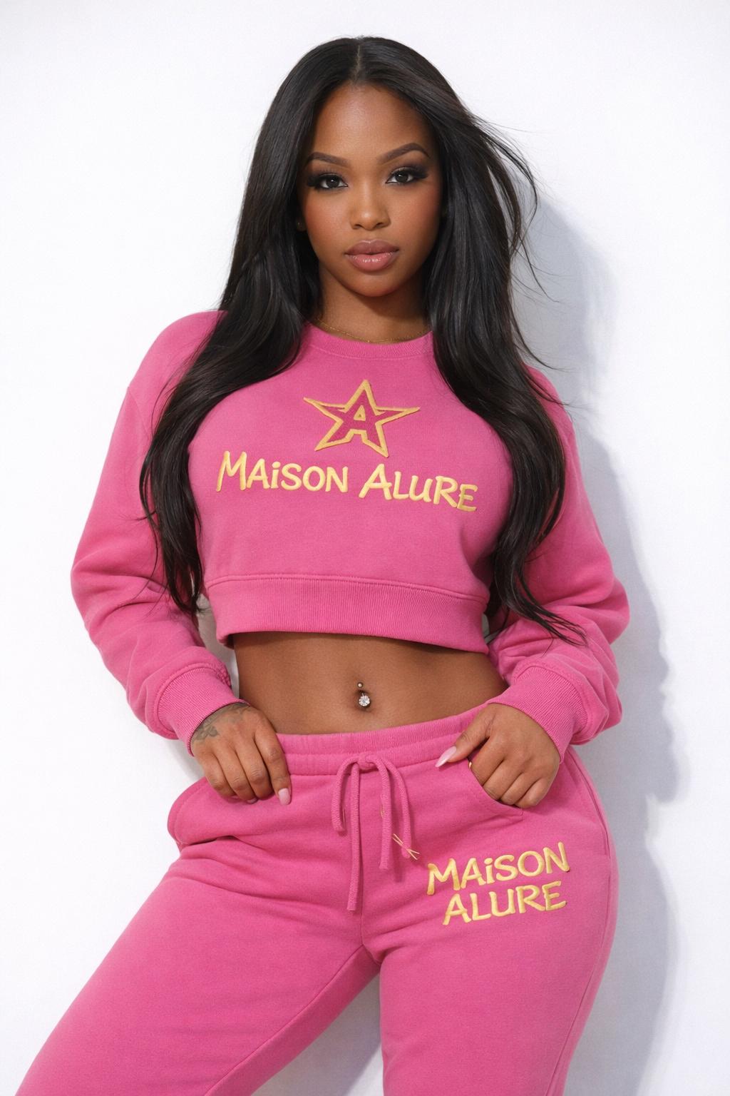 Maison Alure Pink Signature Cropped Set