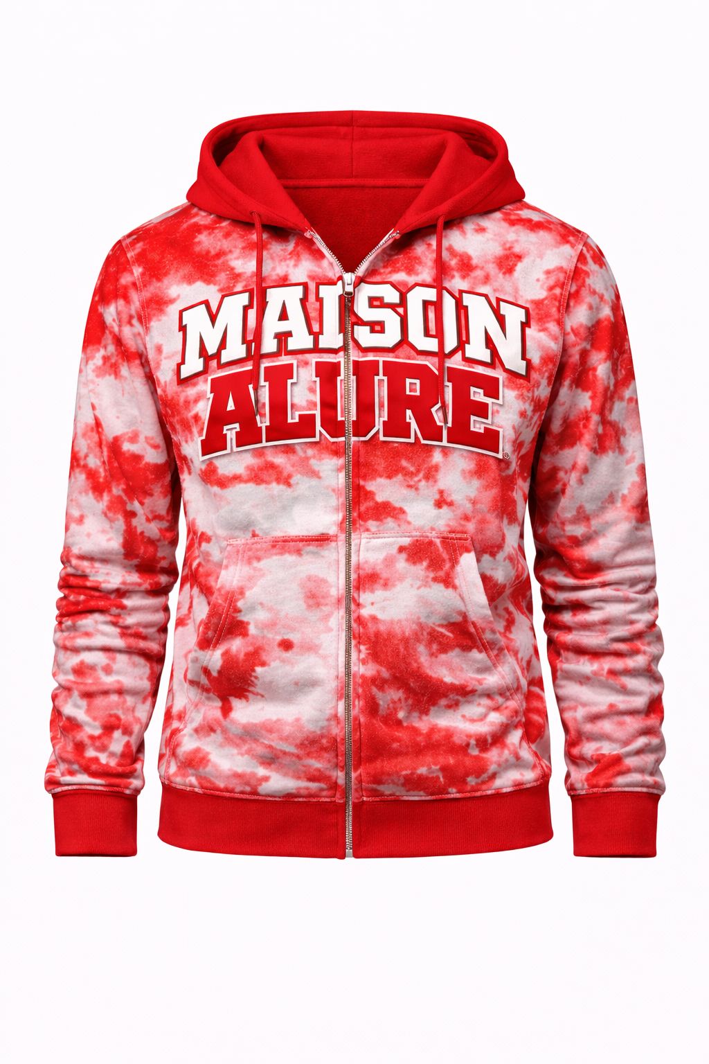 Maison Alure Red Tie-Dye Statement Zip-Up Jacket